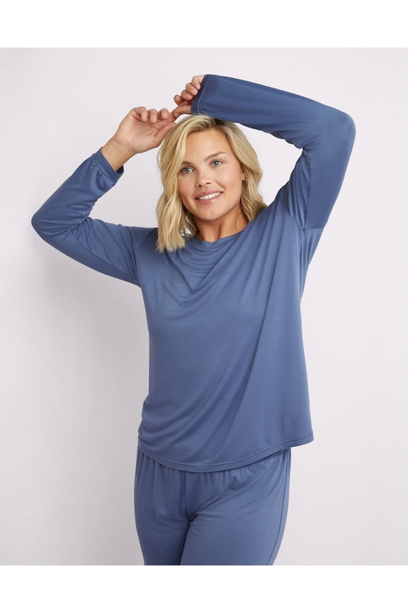 Scoopneck Long Sleeve Tee Chateau Blue Women's Size Small