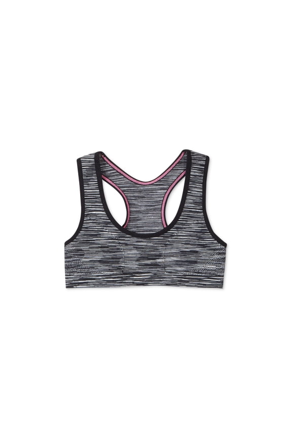 Seamless Racerback Sports Bra Little Girls Big Girls Black White Space-Dye SML