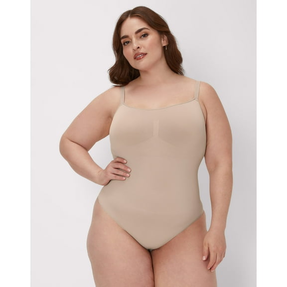 Maidenform Seamless Tummy Control Shapewear Thong Bodysuit Evening Blush XL Women's