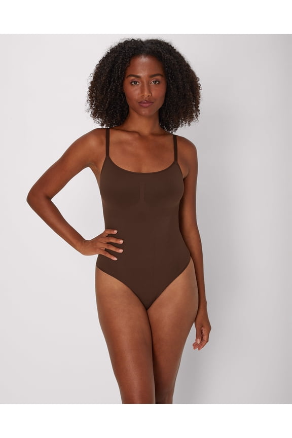 Seamless Tummy Control Shapewear Thong Bodysuit Just Brown L Women's