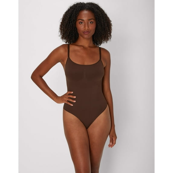 Maidenform Seamless Tummy Control Shapewear Thong Bodysuit Just Brown M Women's