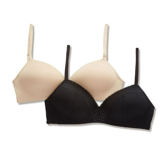 Women's Self Expressions SE0583 Convertible Wireless Bra - 2 Pack (Black/Latte Lift 36C)