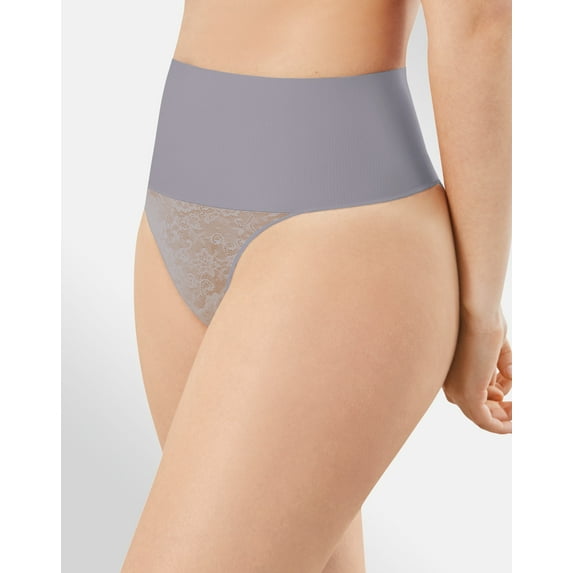 Maidenform Shaping Thong Panty Cool Comfort Black Lace Underwear SmoothTec
