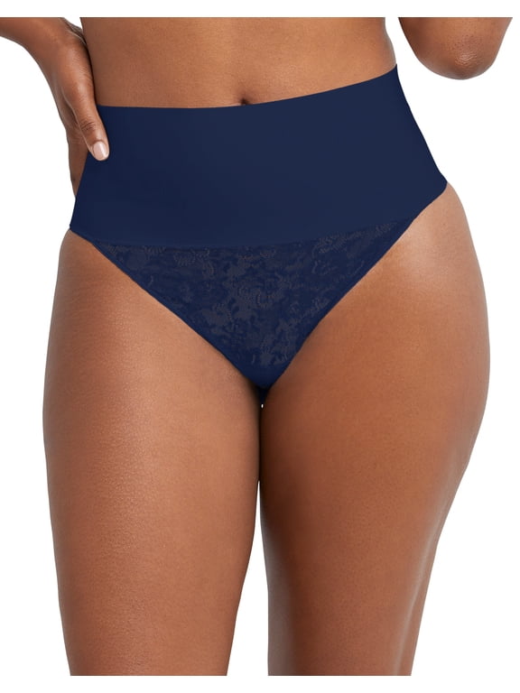 Shaping Thong Panty Cool Comfort Black Lace Underwear SmoothTec