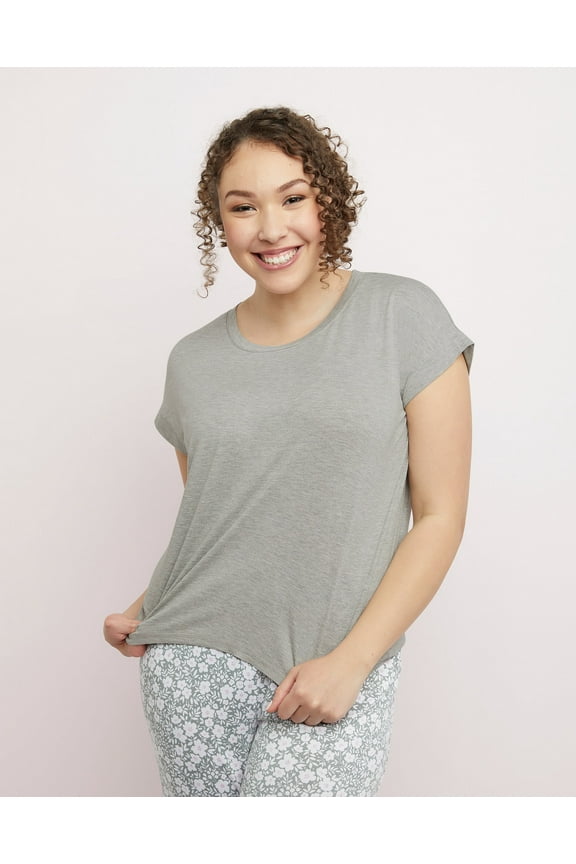 Short Sleeve Hi-Low Hem Tee Heather Grey Women's Size Medium