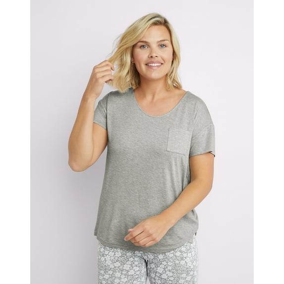 Maidenform Short Sleeve Pocket Tee - Heather Grey - Women's Size Small