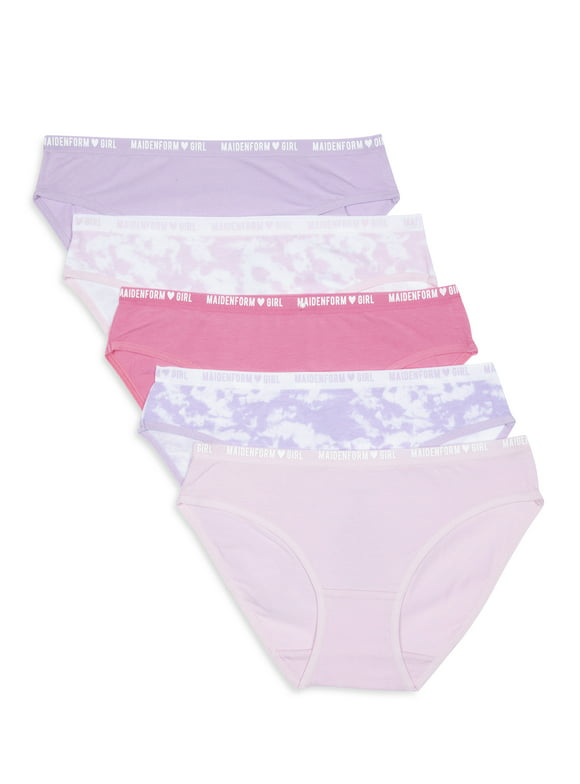 Maidenform Sweet Nothings Girls Cotton Bikini Underwear, 5-Pack, Sizes (S-XL)