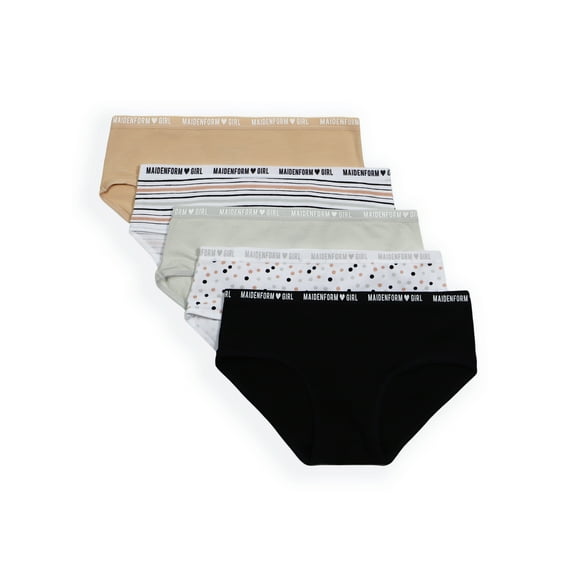 Maidenform Sweet Nothings Girls Cotton Hipster Underwear, 5-Pack, Sizes (S-XL)