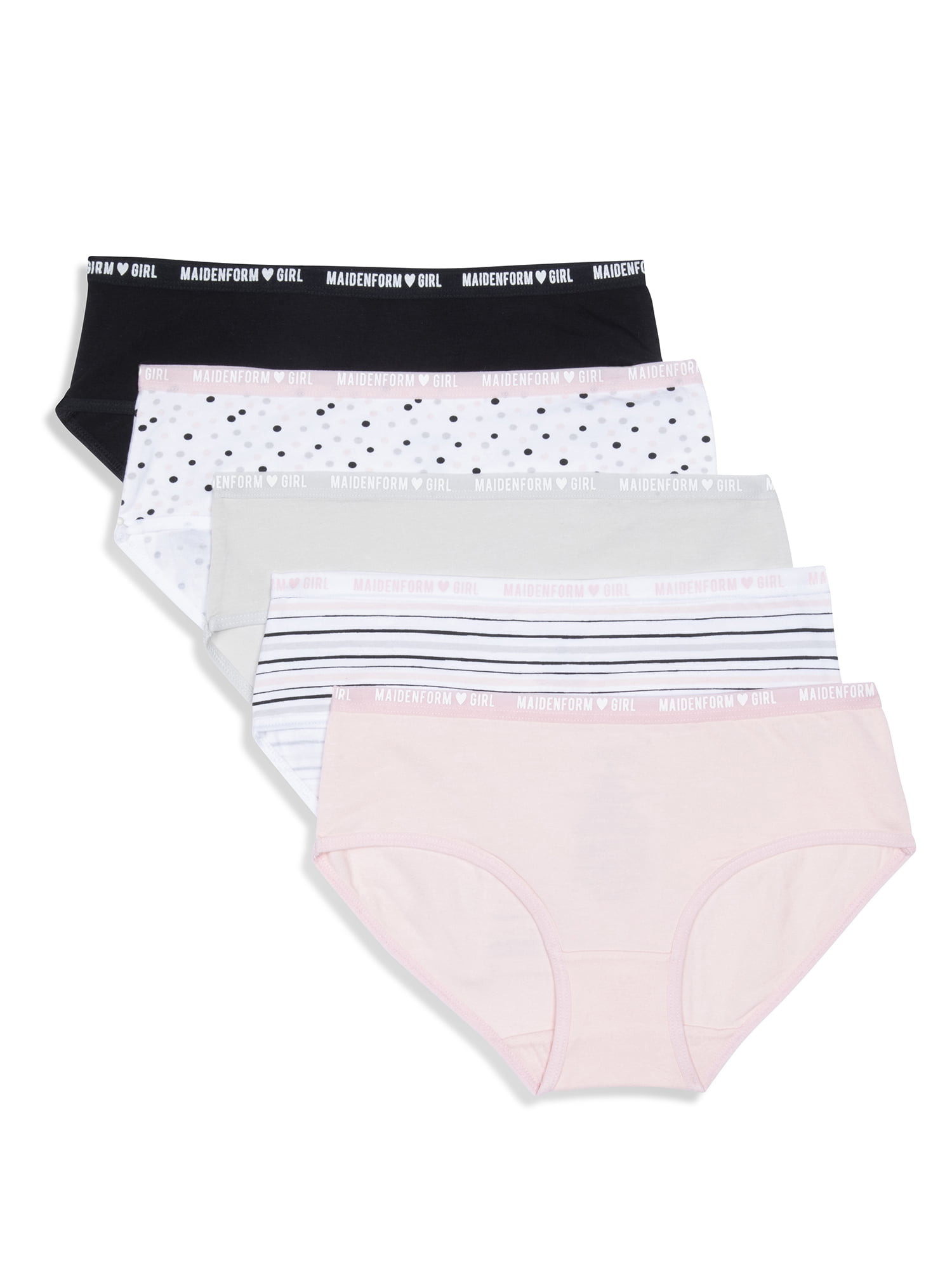 Maidenform Sweet Nothings Girls Cotton Hipster Underwear, 5-Pack, Sizes  (S-XL) 