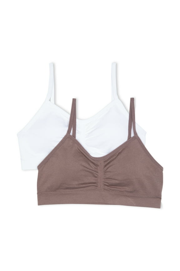 Sweet Nothings Girls Ruched Crop Seamless Bra, 2-Pack, Sizes (XS-XXL)