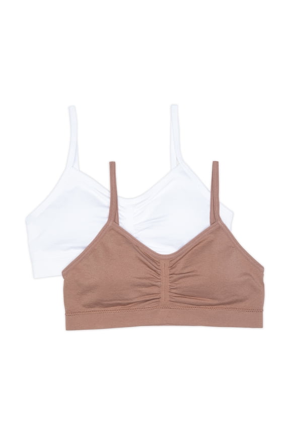 Sweet Nothings Girls Ruched Crop Seamless Bra, 2-Pack, Sizes (XS-XXL)