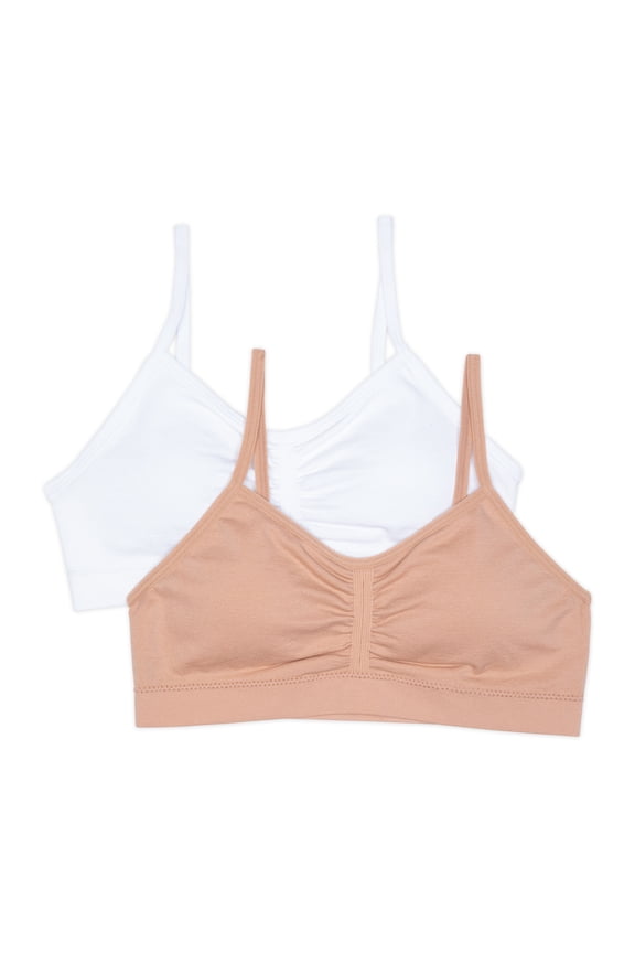 Sweet Nothings Girls Ruched Crop Seamless Bra, 2-Pack, Sizes (XS-XXL)