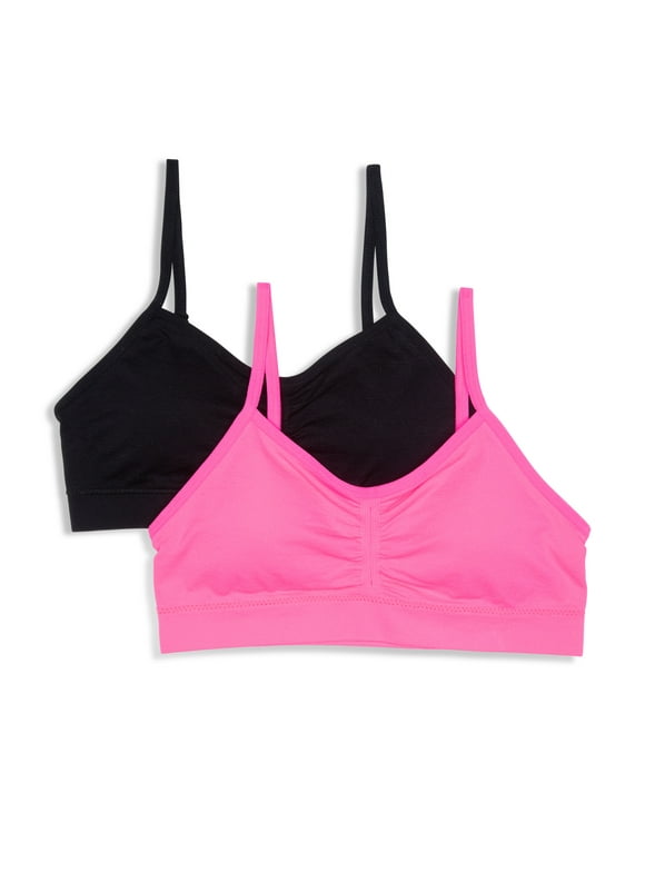 Sweet Nothings Girls Ruched Crop Seamless Bra, 2-Pack, Sizes (XS-XXL)