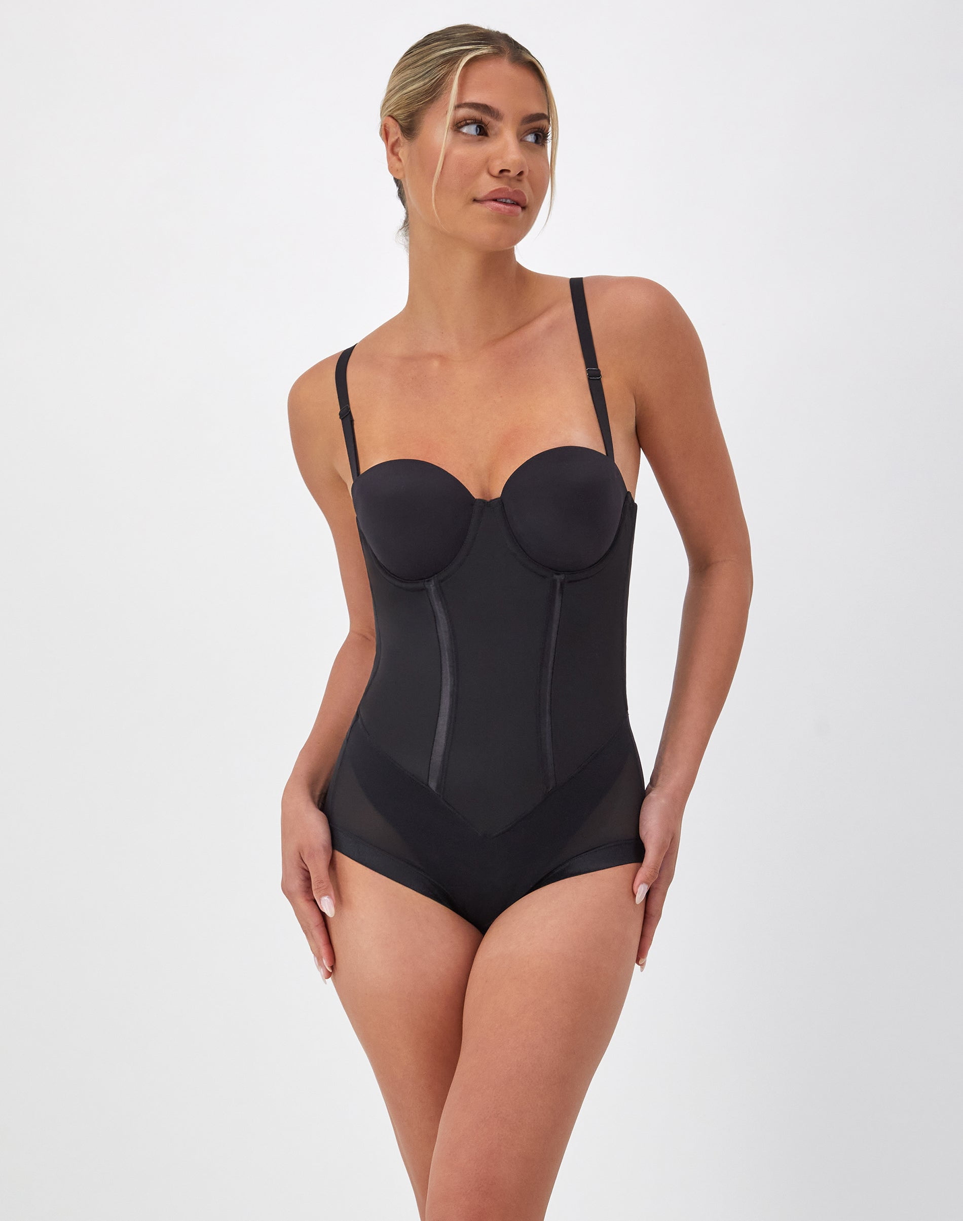 Maidenform Ultra-Firm Convertible Body Shaper with Built-In Underwire Bra Black 34D Women's