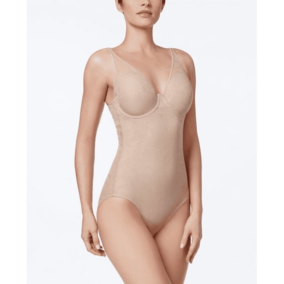 Maidenform Ultra-Light Firm Tummy-Control Sheer Lace Shaper, Beige , 34B