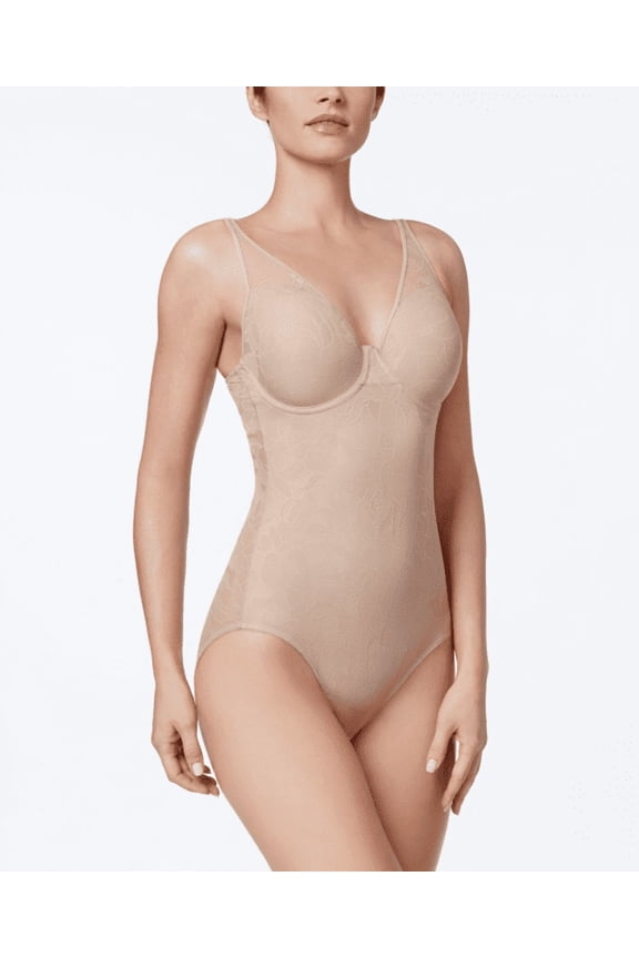 Ultra-Light Firm Tummy-Control Sheer Lace Shaper, Beige , 34B