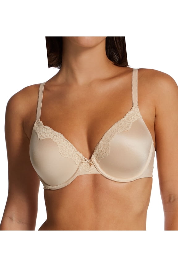 Women's Maidenform 09404 Comfort Devotion Embellished Extra Coverage Bra (Latte Lift w/ Black 34D)