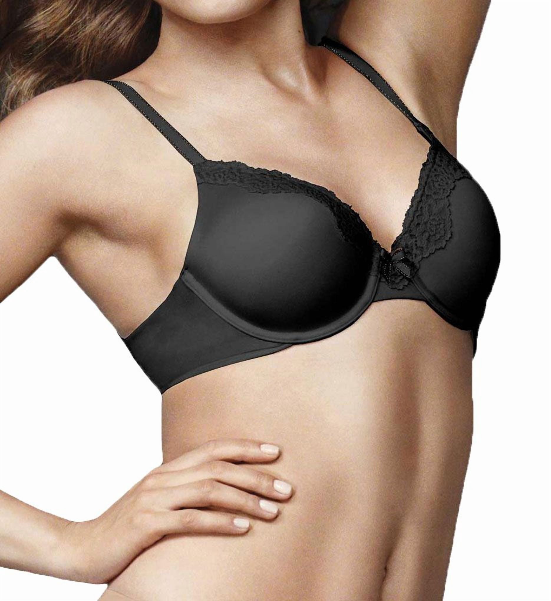 Women's Maidenform 09404 Comfort Devotion Embellished Extra Coverage Bra (Black Over Body Beige 36C)