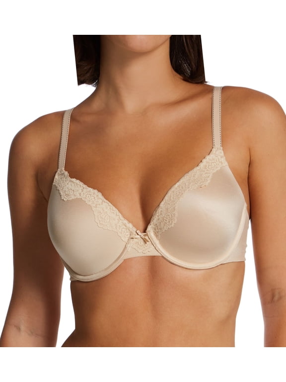 Women's Maidenform 09404 Comfort Devotion Embellished Extra Coverage Bra (Latte Lift w/ Black 36D)