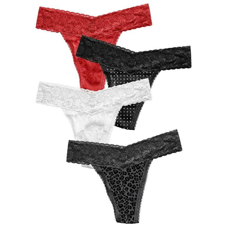 Maidenform Women's Lace Thongs, Lingerie Panties, 4 Pack 