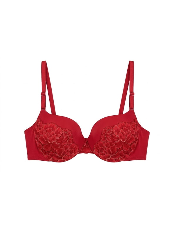 Women's Love The Lift Lace Push-Up Underwire Bra Red Size 38B