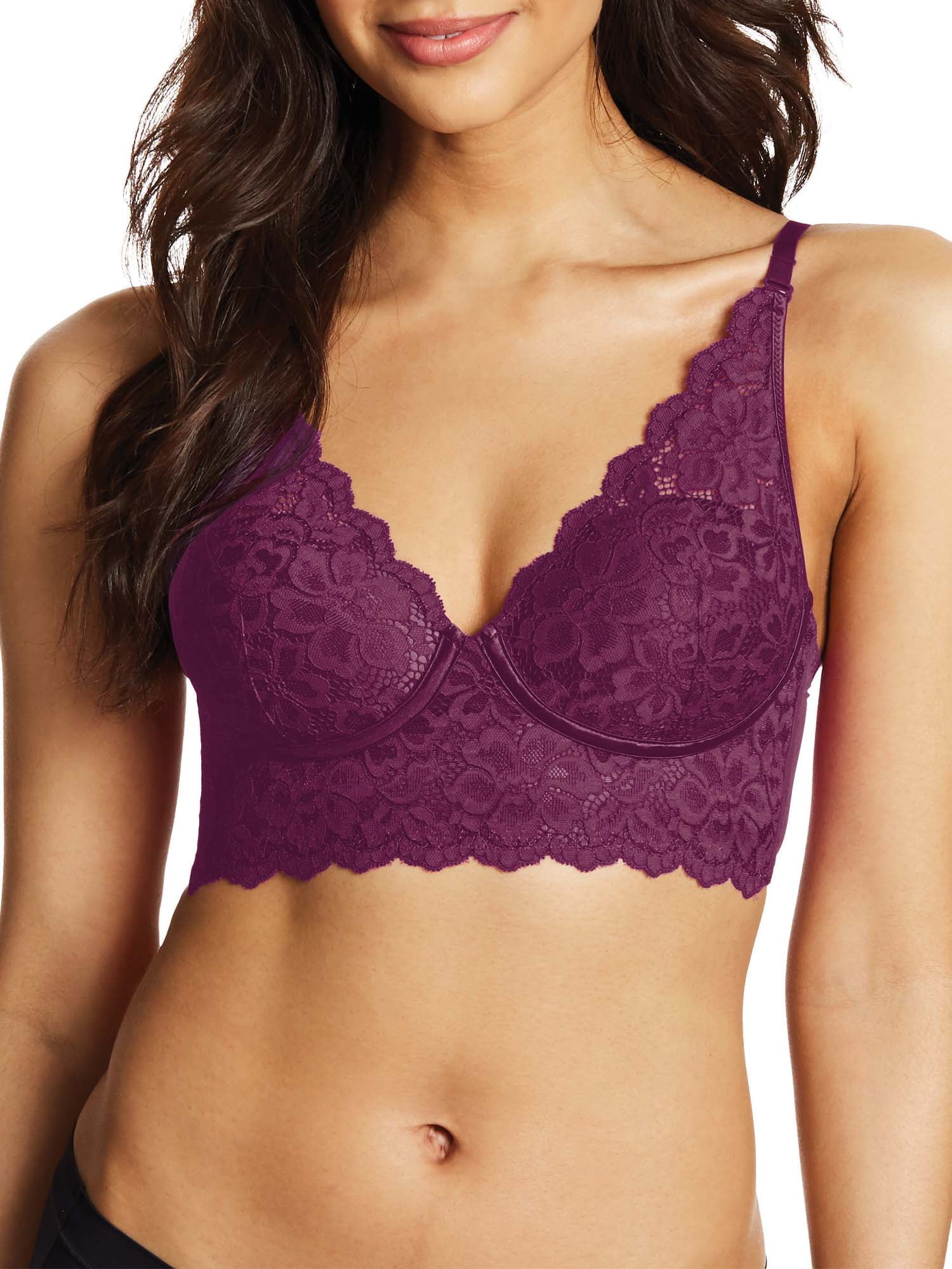 Maidenform Women's Lace Longline Bralette Bra, Magenta zeal, Small : :  Clothing, Shoes & Accessories