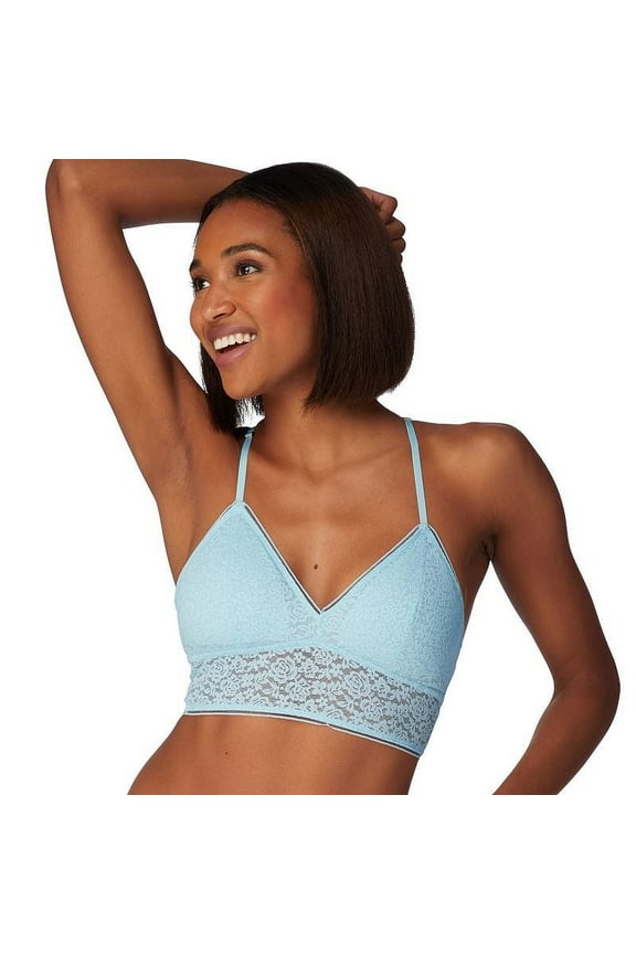 Women's Pure Comfort Stretch Lace Longline Wireless Bralette - Blue Whimsy - Women's Size Small