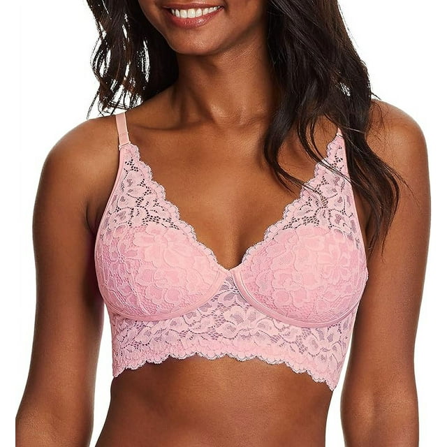 Maidenform Women's Pure Comfort Wireless Lace Longline Bralette, Lightly Lined Bra (Retired