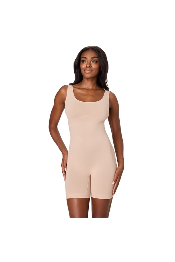 Womens Underwear Shapewear Bodysuit, Seamless Mid-Thigh Bodysuit, Firm Control FLS907