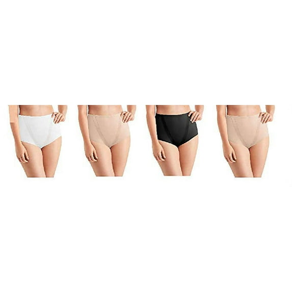 Maidenform Women's Tummy Toning Shaping Briefs 4 Pack, Black/White/Latte, Medium