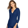 thumbnail image 1 of Maidenform Womens 3/4 Sleeve Lounge Henley, L, Blue Depths, 1 of 3