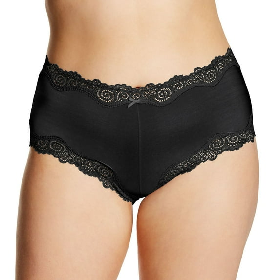 Maidenform Womens Cheeky Scalloped Lace Hipster, 9, Black/Black Lace