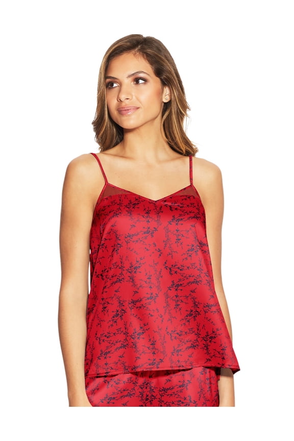Womens Chiffon Trim Lounge Cami, M, Cherry Foil Floral