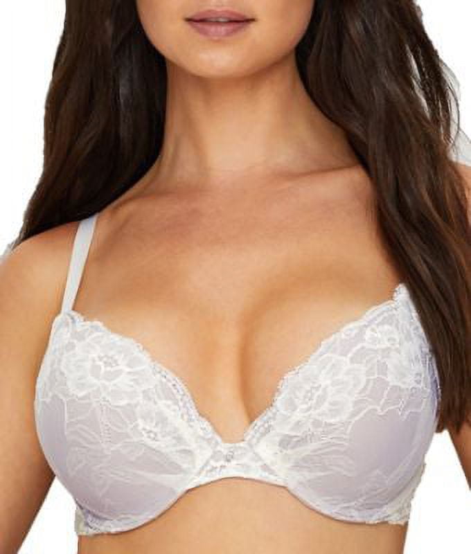 Maidenform Women's Plunge Embellished Push Up Underwire Bra, Ivory/Gloss,32C  at  Women's Clothing store