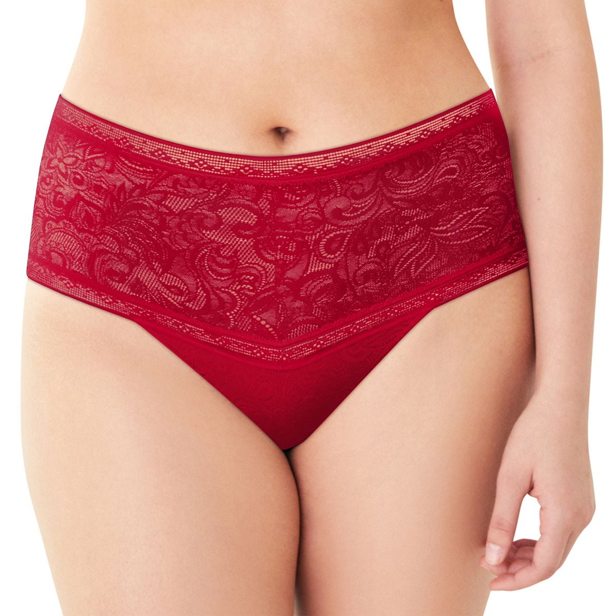 Maidenform Womens Everyday Smooth High Waist Lace Thong, 8, Armature Red 