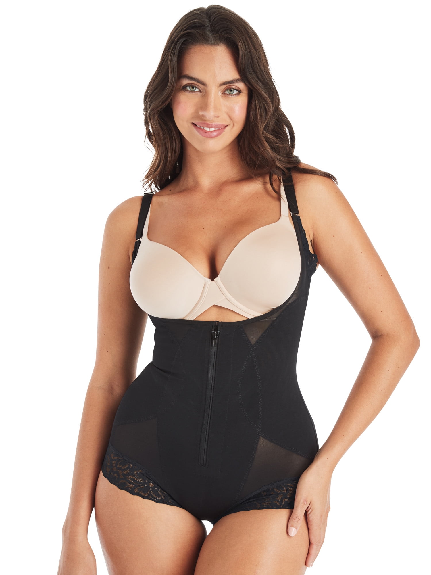Maidenform Ultra Sculpts Body Aperto: Shapewear Modellante A Compressione Forte, Grigio Serale, Medium