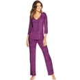 thumbnail image 1 of Maidenform Womens Lace Trim PJ Set, L, Purple Floral, 1 of 4