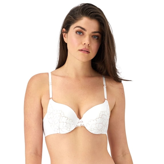 Maidenform Womens Love the Lift Push Up Demi Bra, 38C, White/Rose Gold