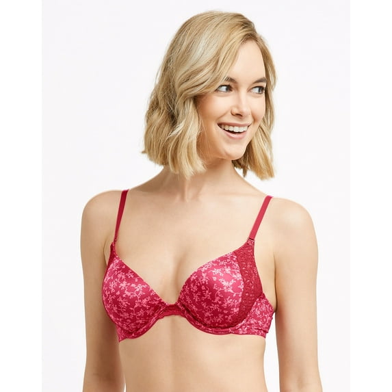 Maidenform Womens Natural Boost Demi Bra, 34D, Strawberry Rouge Lovely Stem