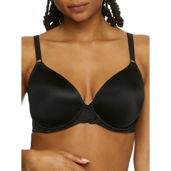 Women's Maidenform DM7543 One Fabulous Fit 2.0 Tailored Demi T-Shirt Bra (Black Lace 40D)