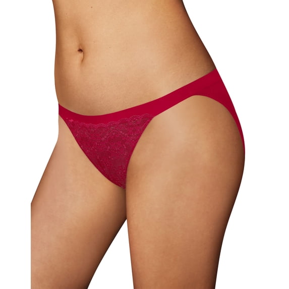 Maidenform Womens One Fab Fit String Bikini, 8, Scarlet Berry w/Deep Cerise