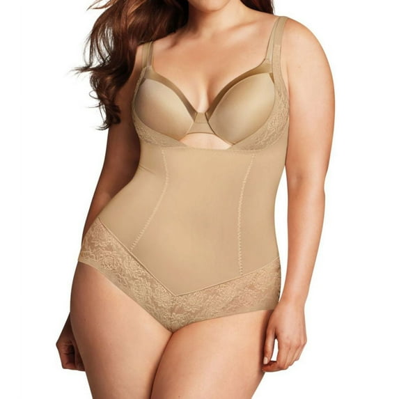 Maidenform Womens Plus Size Firm Foundations Open-Bust Bodysuit Style-DM1025