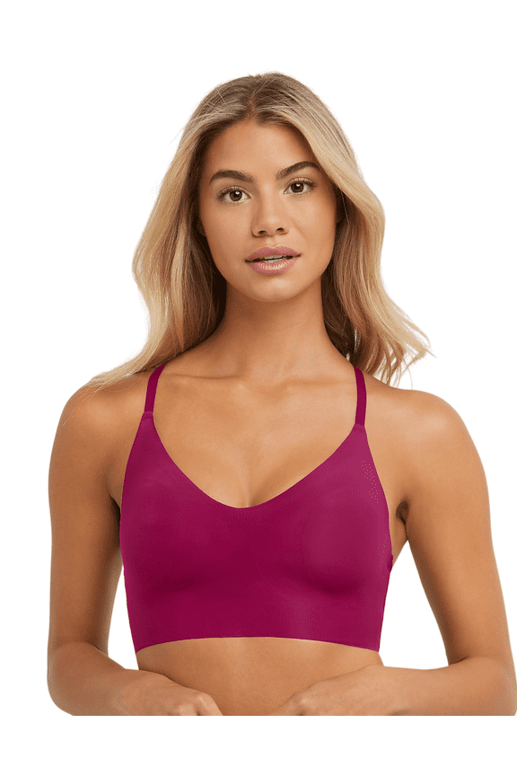 Womens V-Neck Comfort Pullover Lace Back Wireless Bra, S
