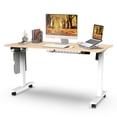 thumbnail image 1 of Maidesite 48 inches Height Adjustable Electric Standing Desk for Home Office with Storage Drawer and Memory Preset, White Frame and Whole-Piece Oak Top, 1 of 7