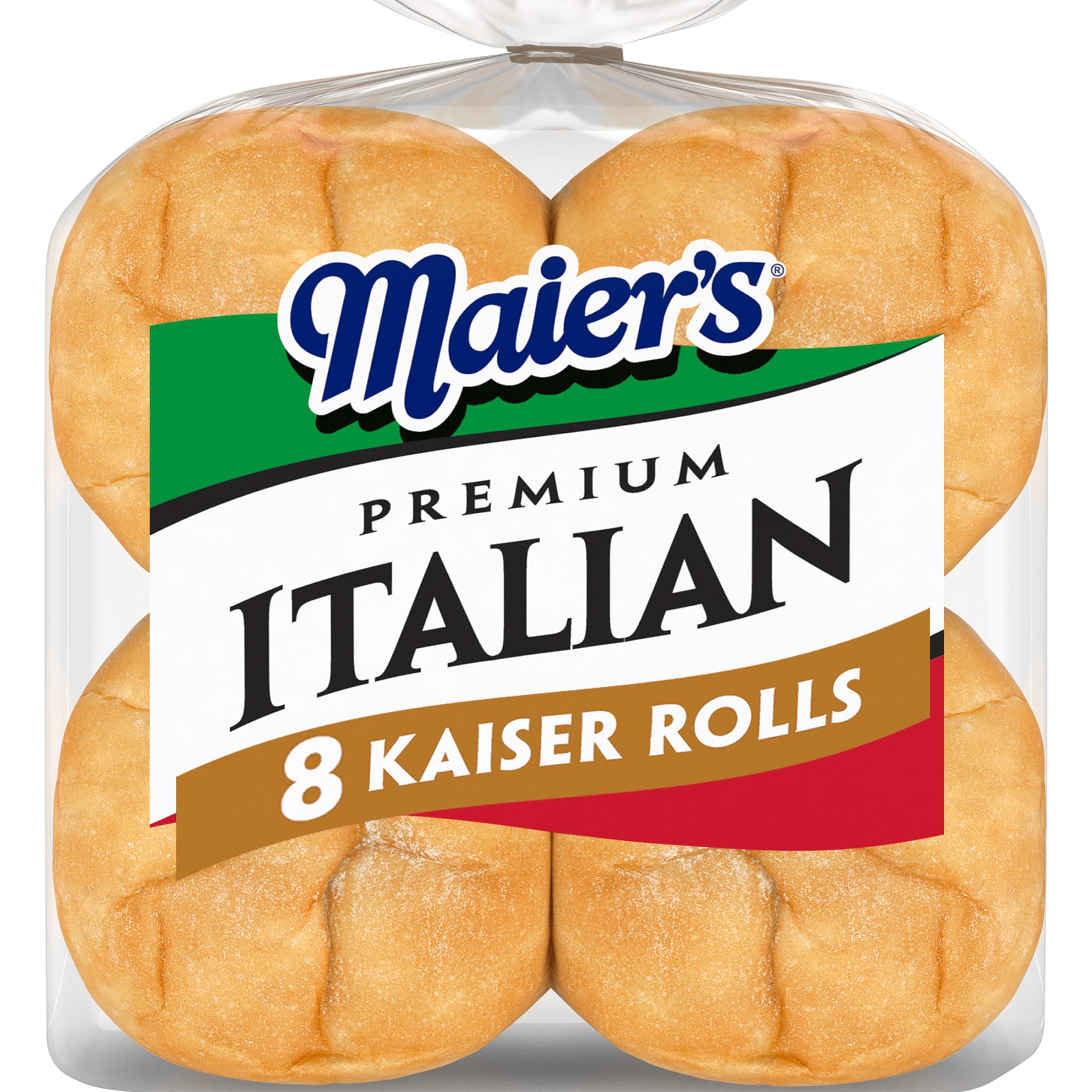 Maier's Premium Italian Kaiser Rolls, 8 count, White Hamburger Buns, 16 oz Bag