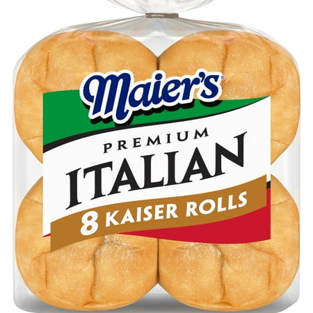 Maier's Premium Italian Kaiser Rolls, 8 count, White Hamburger Buns, 16 oz Bag