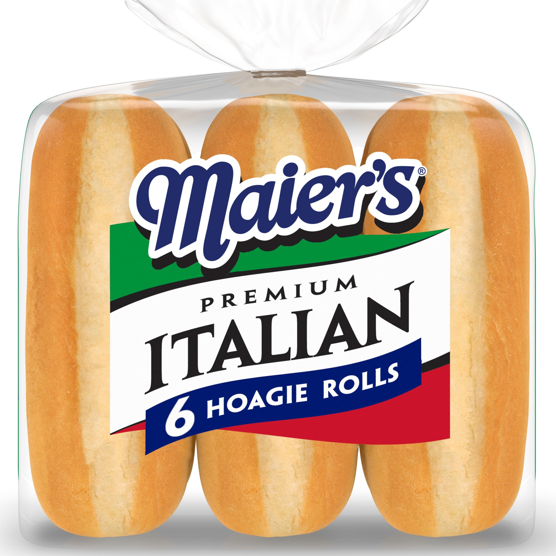 Maier's Premium Italian Plain Hoagie Rolls, 6 count, Sandwich Rolls, 18 oz Bag