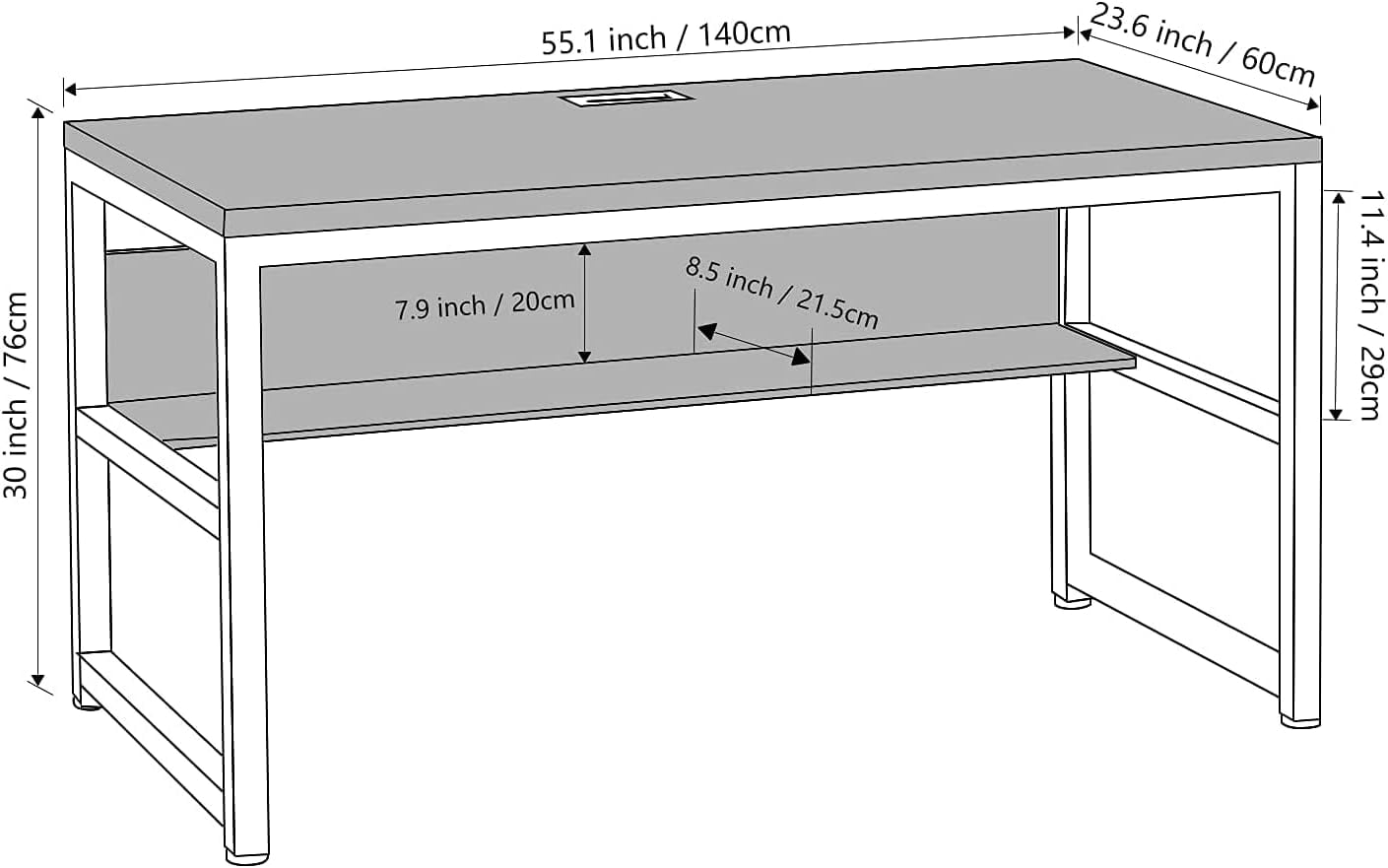 Maihail Small Desk with Drawers 40 inch Computer Desk with Shelves
