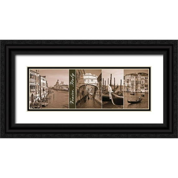 Maihara, Jeff 14x7 Black Ornate Wood Framed with Double Matting Museum Art Print Titled - A Glimpse of Venice