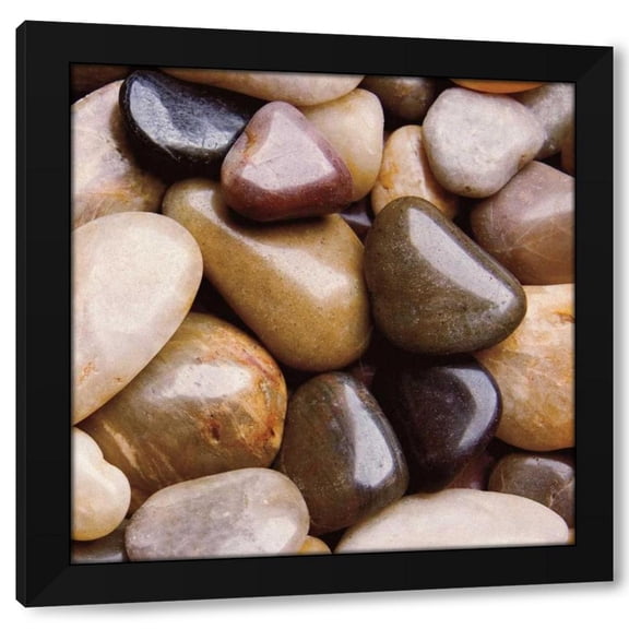 Jeff/Boyce Maihara/Watt 20x20 Black Modern Wood Framed Wall Art Titled - River Rocks